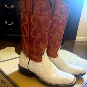 Stetson Shark White Square Toe Women’s Boots 7.5